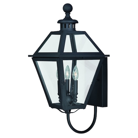 Vaxcel Nottingham 3 Light Black Empire Outdoor Wall Lantern Clear Glass T0080